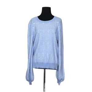 Joie Dulcia blue over white long sleeves crew neck sweater size XL
